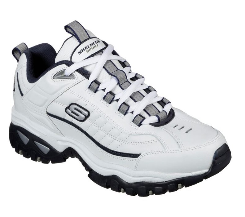 Skechers Herr Vita/Marinblå Sneakers - Energy - After Burn - Sverige (MQCUJ-4327)